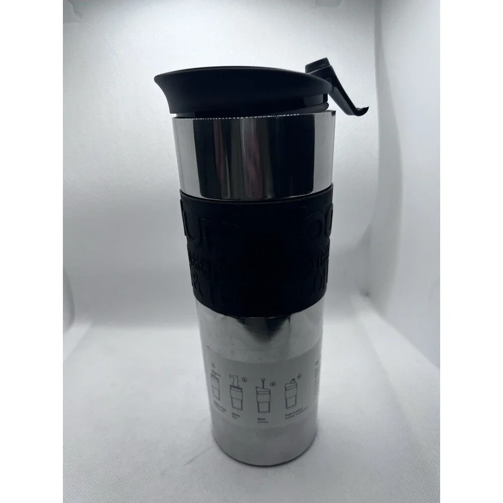 Bodum Travel Press Stainless Steel Coffee Tea French Press & Mug 15oz Black New